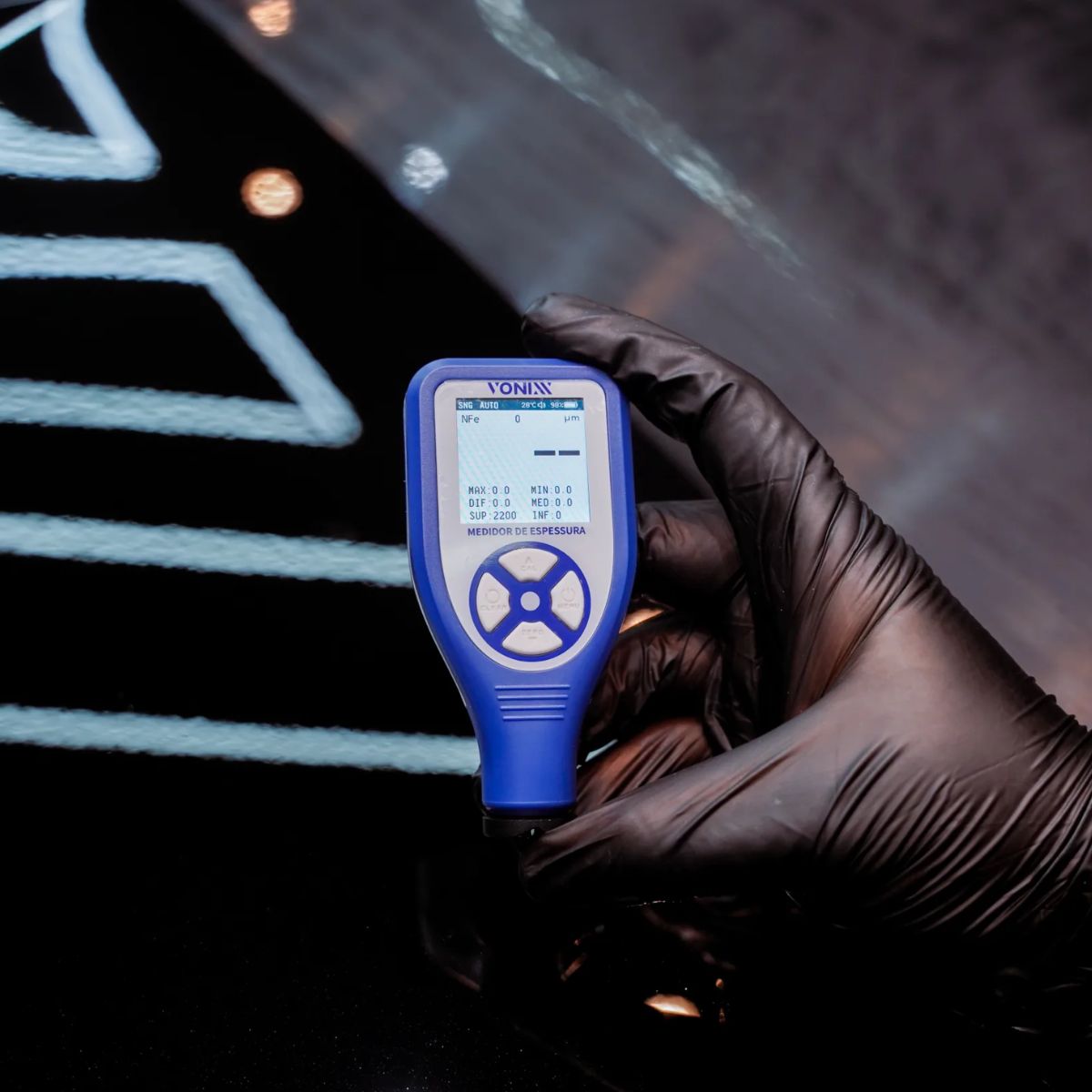 Medidor de Verniz Pro Medidor de Espessura Camada Polimento Automotivo Alta Precisão Visor Colorido - Imagem 4